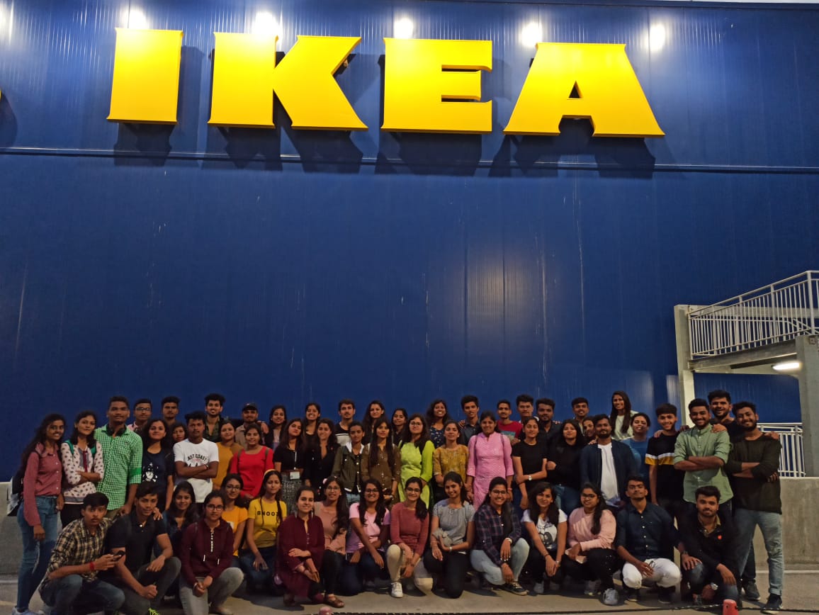 Students group photograph at IKEA Home Furnishings mall, Hyderabad, SBPCOAD